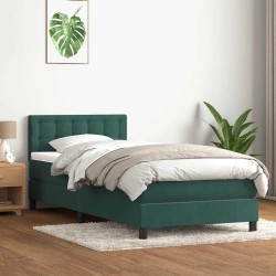 Sommier à lattes de lit et matelas vert foncé 80x220 cm velours 