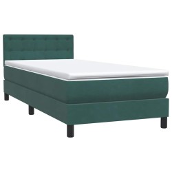 Sommier à lattes de lit et matelas vert foncé 80x220 cm velours 