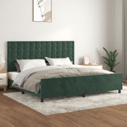 Cadre de lit sans matelas vert foncé 200x200 cm velours 