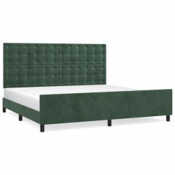 Cadre de lit sans matelas vert foncé 200x200 cm velours 