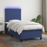 Sommier à lattes de lit et matelas et LED Bleu 100x200 cm Tissu 