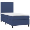 Sommier à lattes de lit et matelas et LED Bleu 100x200 cm Tissu 