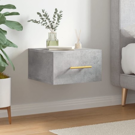 Table de chevet murale gris béton 35x35x20 cm 