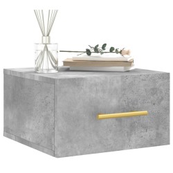 Table de chevet murale gris béton 35x35x20 cm 
