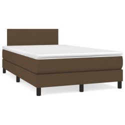 Sommier à lattes de lit et matelas marron foncé 120x190cm tissu 