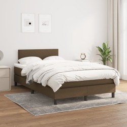 Sommier à lattes de lit et matelas marron foncé 120x190cm tissu 