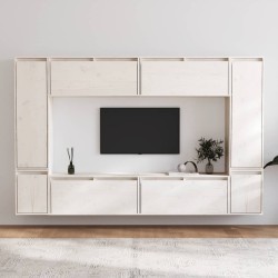 Meubles TV 8 pcs Blanc Bois massif de pin 