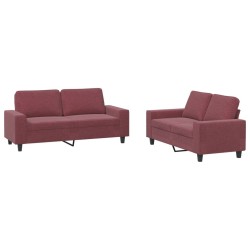 Ensemble de canapés 2 pcs rouge bordeaux tissu 