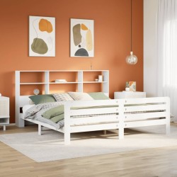 Cadre de lit sans matelas blanc 200x200 cm bois massif de pin 