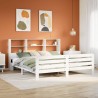 Cadre de lit sans matelas blanc 200x200 cm bois massif de pin 