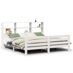 Cadre de lit sans matelas blanc 200x200 cm bois massif de pin 