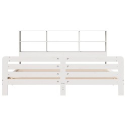 Cadre de lit sans matelas blanc 200x200 cm bois massif de pin 