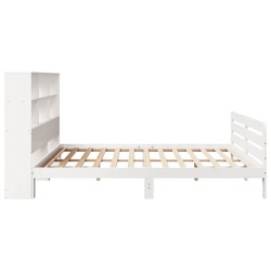 Cadre de lit sans matelas blanc 200x200 cm bois massif de pin 