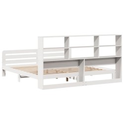 Cadre de lit sans matelas blanc 200x200 cm bois massif de pin 