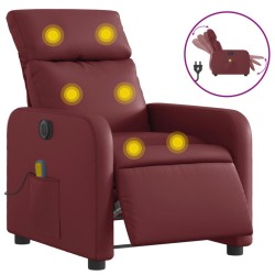 Fauteuil de massage inclinable électrique rouge bordeaux 