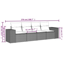 Salon de jardin 4 pcs avec coussins gris résine tressée 