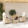 Ensemble à manger de jardin et coussins 3 pcs Beige poly rotin 