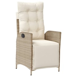 Ensemble à manger de jardin et coussins 3 pcs Beige poly rotin 