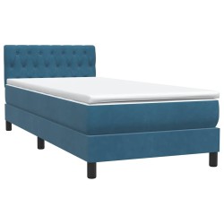 Sommier à lattes de lit et matelas bleu foncé 80x220 cm velours 