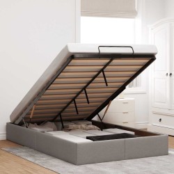 Cadre de lit ottoman sans matelas taupe 120x190 cm tissu 