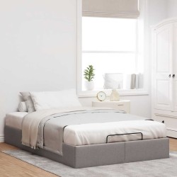 Cadre de lit ottoman sans matelas taupe 120x190 cm tissu 