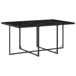 Ensemble à manger de jardin coussins 7pcs Noir Résine tressée 
