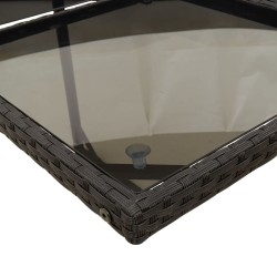 Ensemble à manger de jardin coussins 7pcs Noir Résine tressée 