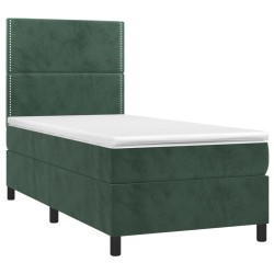 Sommier à lattes de lit matelas et LED Vert foncé 100x200 cm 