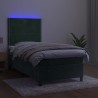 Sommier à lattes de lit matelas et LED Vert foncé 100x200 cm 