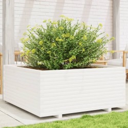 Jardinière blanc 110x110x49,5 cm bois de pin massif 