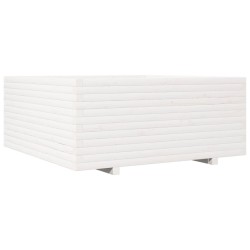 Jardinière blanc 110x110x49,5 cm bois de pin massif 