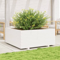 Jardinière blanc 110x110x49,5 cm bois de pin massif 