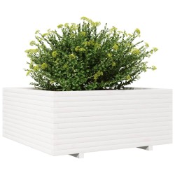 Jardinière blanc 110x110x49,5 cm bois de pin massif 