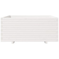 Jardinière blanc 110x110x49,5 cm bois de pin massif 