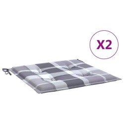Coussins de chaise de jardin lot de 2 carreaux gris 40x40x3 cm 