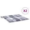 Coussins de chaise de jardin lot de 2 carreaux gris 40x40x3 cm 