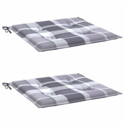 Coussins de chaise de jardin lot de 2 carreaux gris 40x40x3 cm 