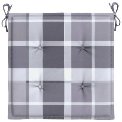Coussins de chaise de jardin lot de 2 carreaux gris 40x40x3 cm 
