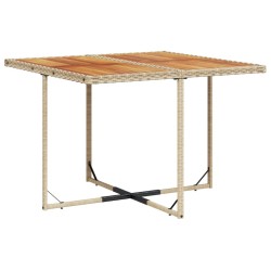 Ensemble à manger de jardin et coussins 9 pcs beige Poly rotin 