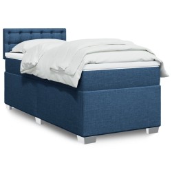 Sommier à lattes de lit avec matelas Bleu 90x190 cm Tissu 