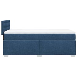 Sommier à lattes de lit avec matelas Bleu 90x190 cm Tissu 