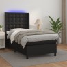 Sommier à lattes de lit matelas LED Noir 90x190 cm Similicuir 