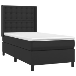 Sommier à lattes de lit matelas LED Noir 90x190 cm Similicuir 