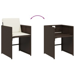 Ensemble à manger de jardin et coussins 7 pcs marron rotin 