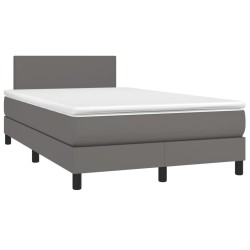 Sommier à lattes de lit avec matelas gris 120x190 cm similicuir 