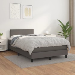 Sommier à lattes de lit avec matelas gris 120x190 cm similicuir 