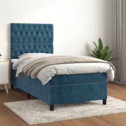 Sommier à lattes de lit avec matelas Bleu foncé 90x190 cm 
