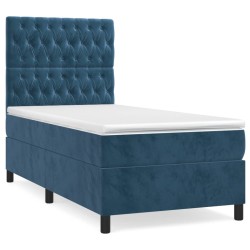Sommier à lattes de lit avec matelas Bleu foncé 90x190 cm 