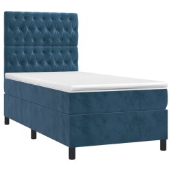 Sommier à lattes de lit avec matelas Bleu foncé 90x190 cm 