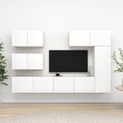 Ensemble de meubles TV 6 pcs Blanc Bois d'ingénierie 